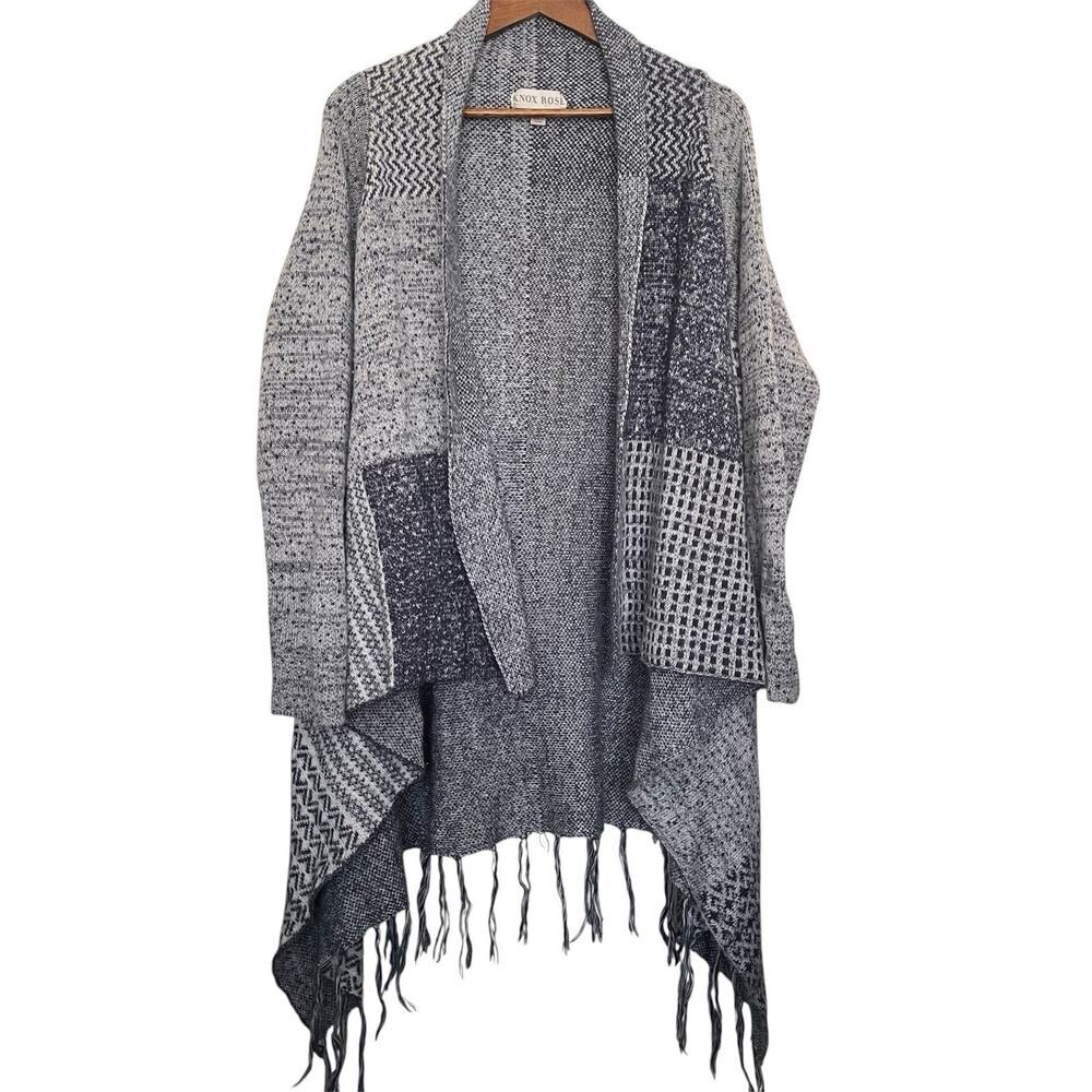 Knox Rose Womens Knit Waterfall Cardigan Size XXL Fringe Oversized Boho Western - Picture 5 of 5